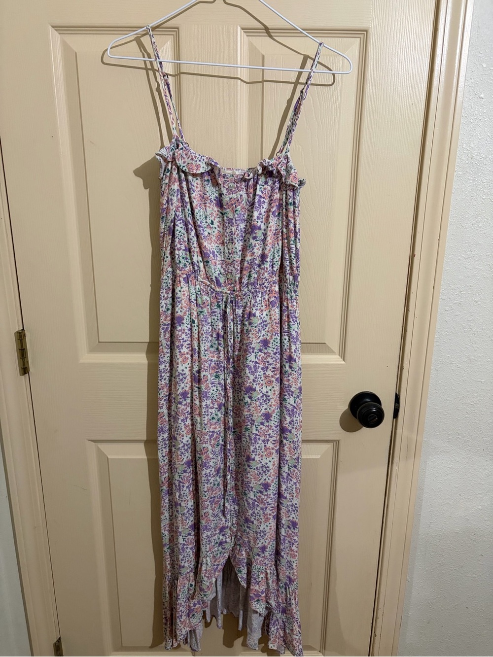 Rewind Lavender and Pink Floral Button-Front Dress
